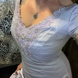 1990s beaded beautiful purple satin formal long formal dress